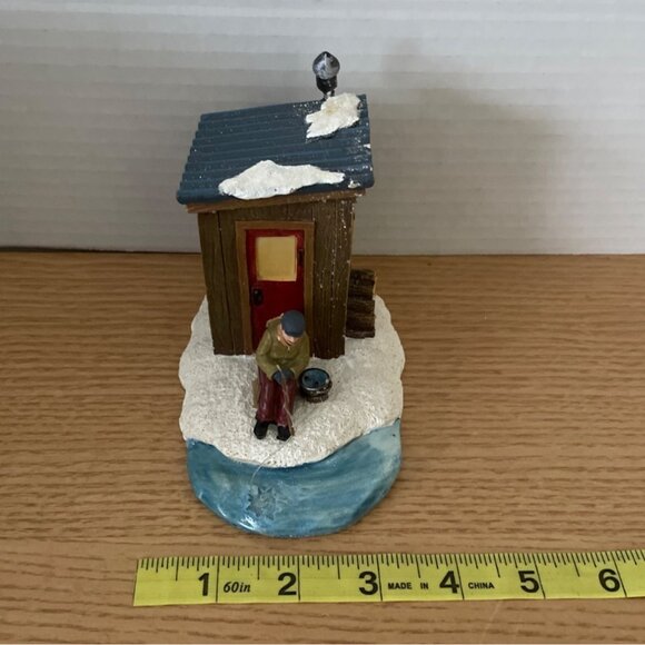 St Nicholas Square Goin Fishing Christmas Village Accessory Ice Fishing Retired - Picture 14 of 14